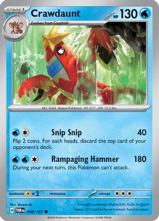 Crawdaunt (48/167) - SV06 Twilight Masquerade Reverse Holofoil - Common