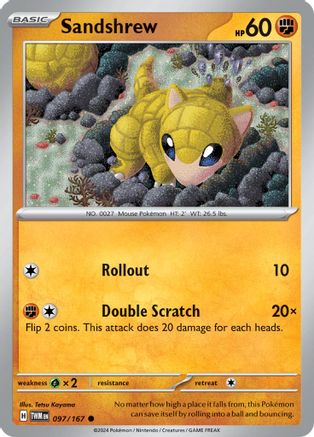 Sandshrew (97/167) - SV06 Twilight Masquerade Reverse Holofoil - Common