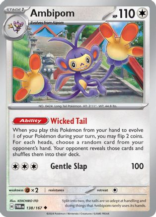 Ambipom (138/167) - SV06 Twilight Masquerade Reverse Holofoil - Uncommon
