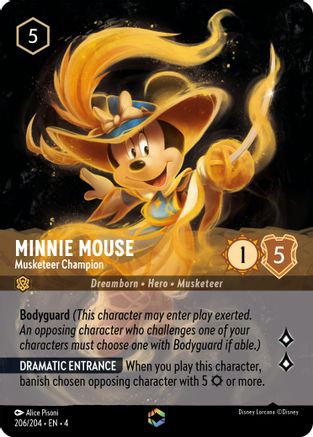 (206/204)  Minnie Mouse - Musketeer Champion (Enchanted) - Ursula's Return  Holofoil