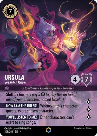 (208/204)  Ursula - Sea Witch Queen (Enchanted) - Ursula's Return  Holofoil