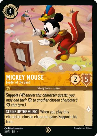 (034)  Mickey Mouse - Leader of the Band - Disney Lorcana Promo Cards  Cold Foil