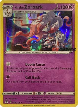 Hisuian Zoroark - 076/196 (EB Games Exclusive) 76 - Miscellaneous Cards & Products Holofoil