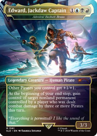 Edward, Jackdaw Captain - Admiral Beckett Brass (Rainbow Foil) (SLD-1561) - Secret Lair Drop Series Foil