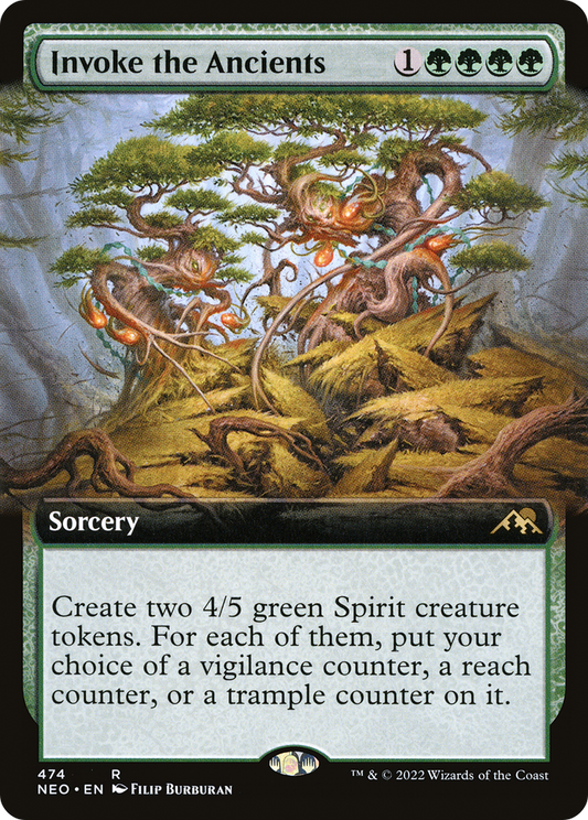 Invoke the Ancients (Extended Art)  (NEO-474) - Kamigawa: Neon Dynasty: (Extended Art)
