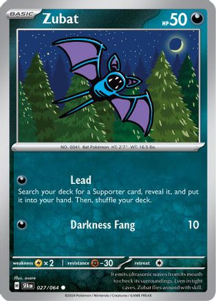 Zubat (27/064) - SV Shrouded Fable Reverse Holofoil - Common
