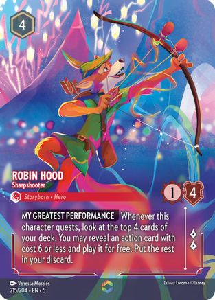 Robin Hood - Sharpshooter (Enchanted) (215/204) - Shimmering Skies Holofoil