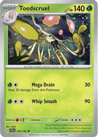 Toedscruel (18/142) - SV07 Stellar Crown Reverse Holofoil - Uncommon
