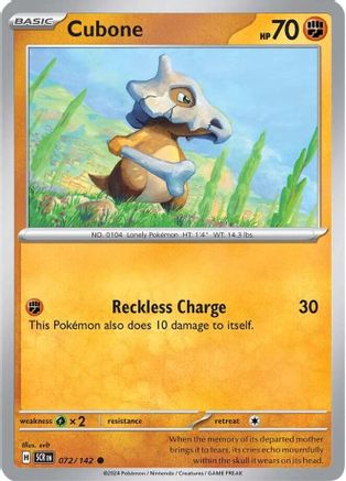 Cubone (72/142) - SV07 Stellar Crown Reverse Holofoil - Common