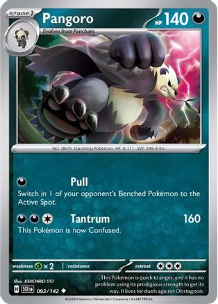Pangoro (93/142) - SV07 Stellar Crown Reverse Holofoil - Uncommon