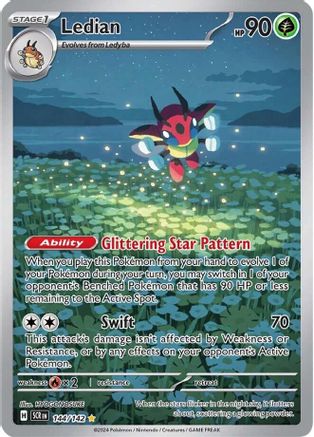 Ledian (144/142) - SV07 Stellar Crown Holofoil - Illustration Rare