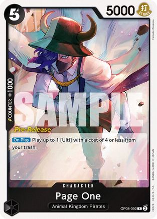 (OP08-092) Page One - Two Legends Pre-Release Cards Nonfoil