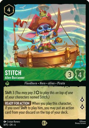 (008)  Stitch - Alien Buccaneer (Stitch Collector's Gift Set Promo) - Disney Lorcana Promo Cards  Holofoil