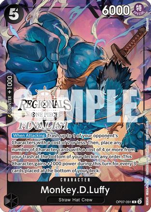 Monkey.D.Luffy (091) (Offline Regional 2024 Vol. 3) [Finalist] (OP07-091) - One Piece Promotion Cards