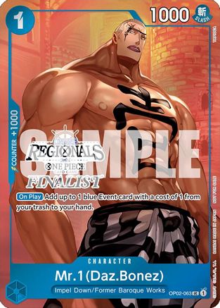 (OP02-063) Mr.1 (Daz.Bonez) (Online Regional 2024 Vol. 3) [Finalist] - One Piece Promotion Cards Foil
