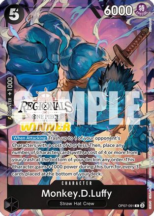 Monkey.D.Luffy (091) (Offline Regional 2024 Vol. 3) [Winner] (OP07-091) - One Piece Promotion Cards