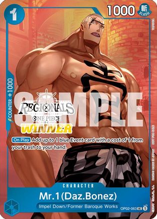 (OP02-063) Mr.1 (Daz.Bonez) (Offline Regional 2024 Vol. 3) [Winner] - One Piece Promotion Cards Foil