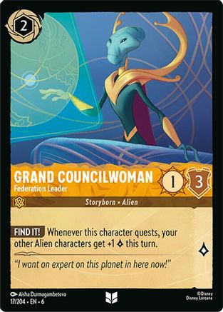 (017/204)  Grand Councilwoman - Federation Leader - Azurite Sea  Cold Foil