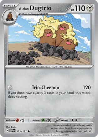 Alolan Dugtrio (123/191) - SV08 Surging Sparks Reverse Holofoil - Uncommon