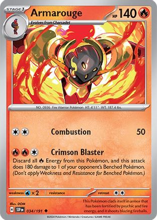 Armarouge (34/191) - SV08 Surging Sparks Reverse Holofoil - Uncommon