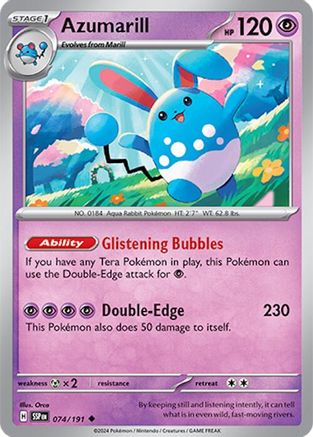 Azumarill (74/191) - SV08 Surging Sparks Reverse Holofoil - Uncommon