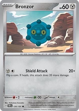 Bronzor (126/191) - SV08 Surging Sparks Reverse Holofoil - Common