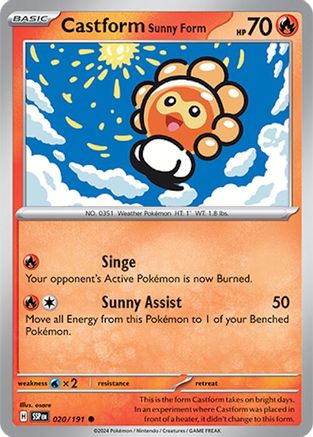 Castform Sunny Form (20/191) - SV08 Surging Sparks Reverse Holofoil - Common