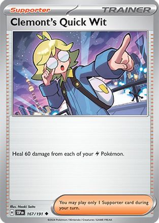 Clemont's Quick Wit 167 - SV08 Surging Sparks Reverse Holofoil