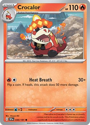 Crocalor (30/191) - SV08 Surging Sparks Reverse Holofoil - Common