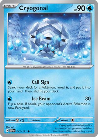 Cryogonal (47/191) - SV08 Surging Sparks Reverse Holofoil - Common