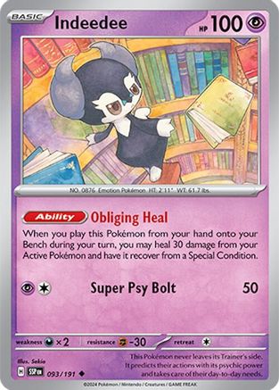 Indeedee (93/191) - SV08 Surging Sparks Reverse Holofoil - Uncommon