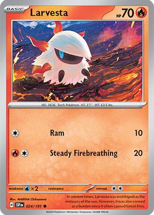 Larvesta - 024/191 24 - SV08 Surging Sparks Reverse Holofoil