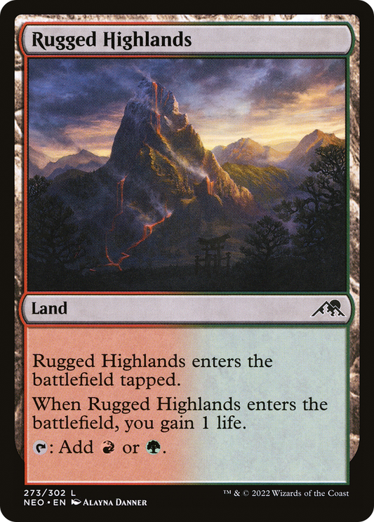 Rugged Highlands (NEO-273) - Kamigawa: Neon Dynasty Foil