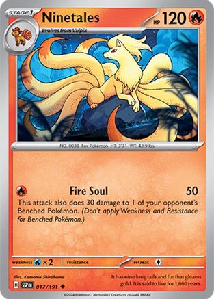 Ninetales (17/191) - SV08 Surging Sparks Reverse Holofoil - Uncommon