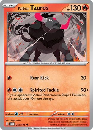 Paldean Tauros (18/191) - SV08 Surging Sparks Reverse Holofoil - Uncommon