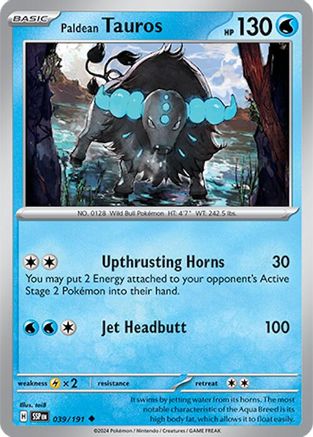 Paldean Tauros (39/191) - SV08 Surging Sparks Reverse Holofoil - Uncommon
