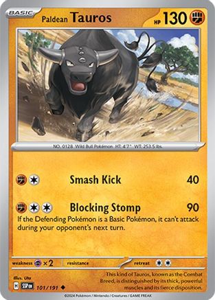 Paldean Tauros (101/191) - SV08 Surging Sparks Reverse Holofoil - Uncommon