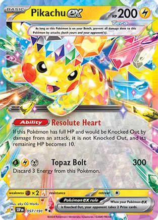 Pikachu ex (57/191) - SV08 Surging Sparks Holofoil - Double Rare