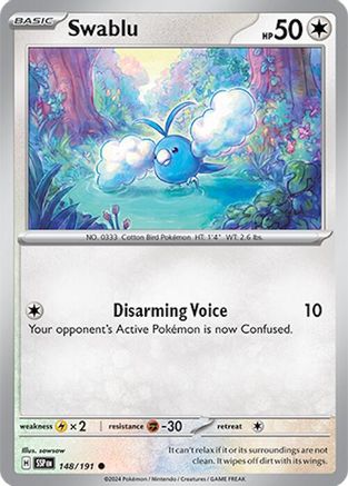 Swablu (148/191) - SV08 Surging Sparks Reverse Holofoil - Common