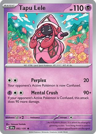 Tapu Lele 92 - SV08 Surging Sparks Reverse Holofoil