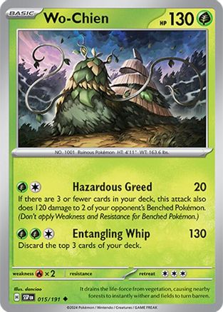 Wo-Chien (15/191) - SV08 Surging Sparks Reverse Holofoil - Uncommon