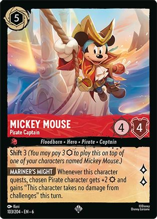 Mickey Mouse - Pirate Captain (103/204) - Azurite Sea Cold Foil