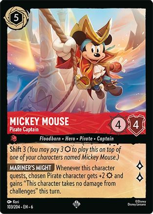 (103/204)  Mickey Mouse - Pirate Captain - Azurite Sea  Normal