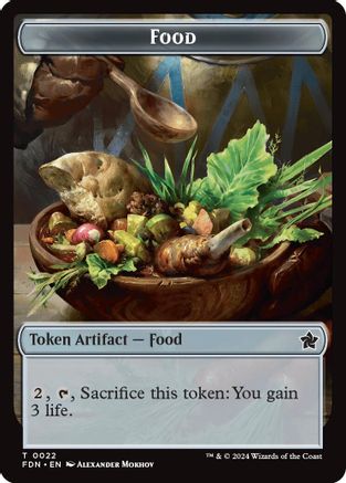 Food // Treasure Double-Sided Token (-22 // 23) - Foundations Foil