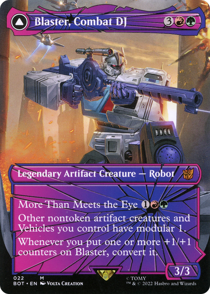 Blaster, Combat DJ // Blaster, Morale Booster (BOT-022) - Transformers: (convertdfc, shatteredglass) (Borderless) Foil