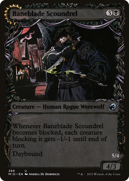 Baneblade Scoundrel // Baneclaw Marauder (MID-289) - Innistrad: Midnight Hunt: (Showcase, Double Faced Transform) Foil