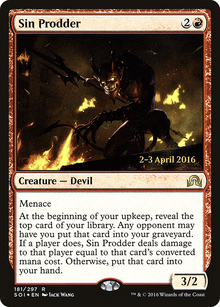 Sin Prodder (PRE-181S) - Shadows over Innistrad Promos (Prerelease) Foil