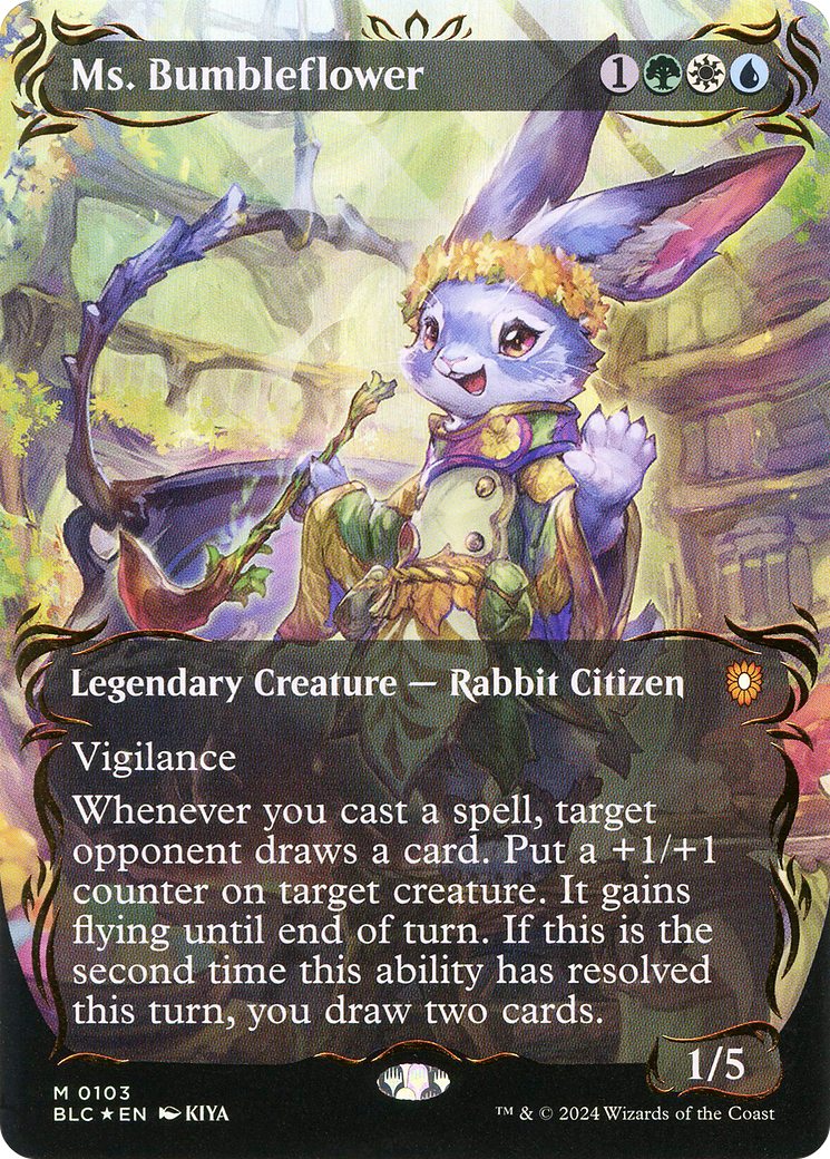Ms. Bumbleflower (Borderless) (Raised Foil) (BLC-103) - Bloomburrow Commander (Borderless) Foil