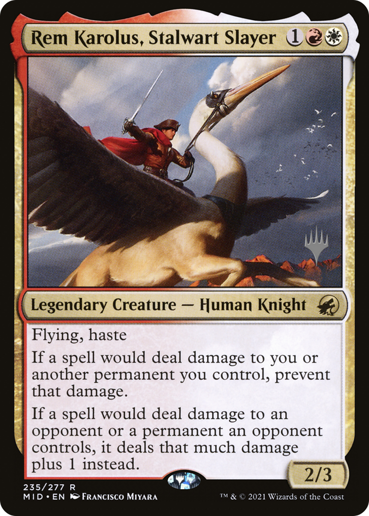 Rem Karolus, Stalwart Slayer (PMID-235P) - Innistrad: Midnight Hunt Promos