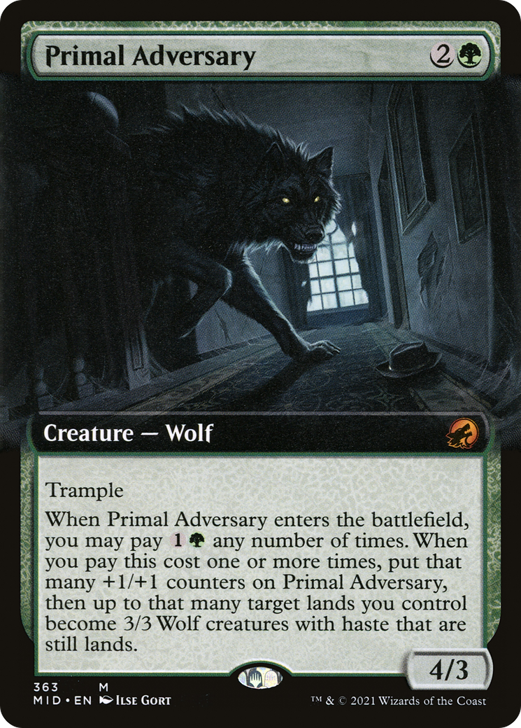 Primal Adversary (MID-363) - Innistrad: Midnight Hunt: (Extended Art)